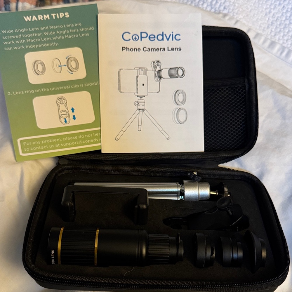 Black Phone Camera Lens Kit with Case